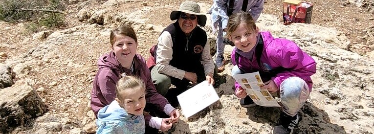 Kids learning the fossils of Grand Canyon.
