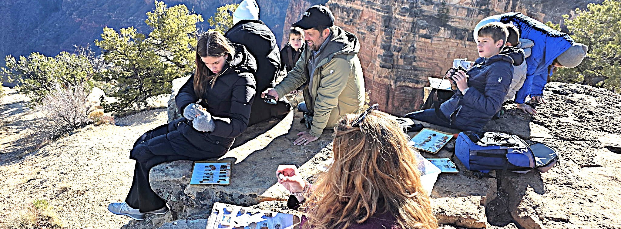 Hands-on learning of the rocks.
