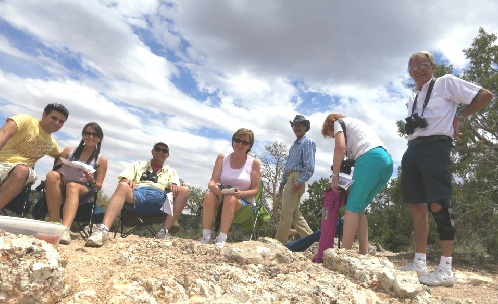 Enjoying a geology talk on a Grand Canyon for seniors tour