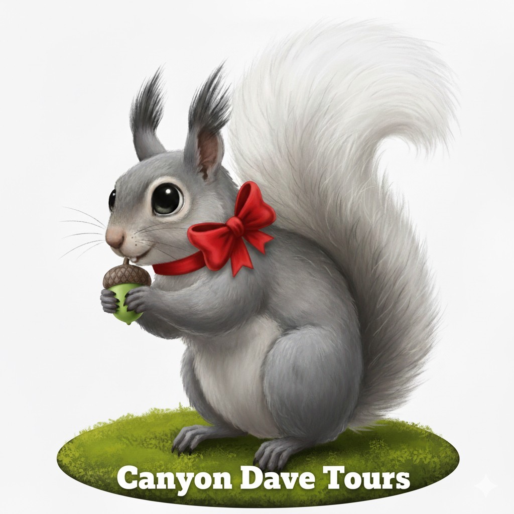 A cute Abert's squirrel logo