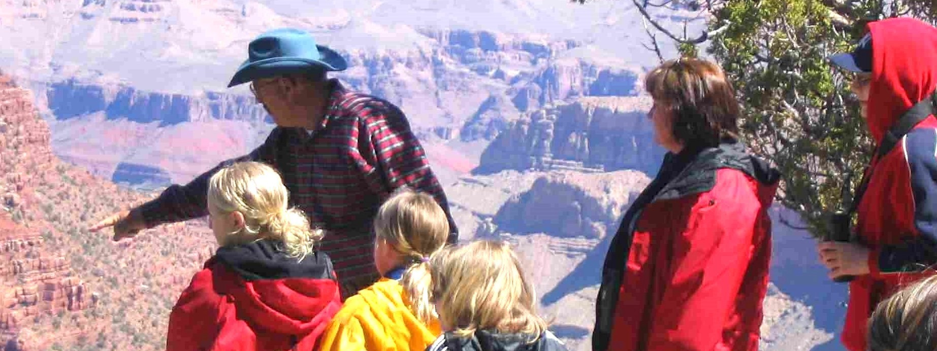 Canyon Dave pointing out the strata.